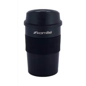 Cana termos compacta, inox, antiderapanta, 480 ml, negru