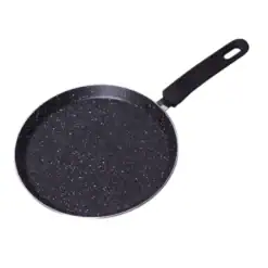 Tigaie pentru clatite,  Aluminiu, Invelis marmura, 24 x 2 cm, Negru