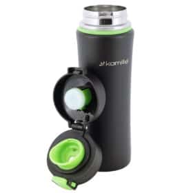 Cana termos sportiva, Otel inoxidabil, 500 ml, Negru/Verde, 24.5x7 cm