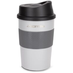 Cana termos din inox, antiderapanta, gri/negru, 360ml, anti-scurgere