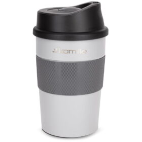 Cana termos din inox, antiderapanta, gri/negru, 360ml, anti-scurgere