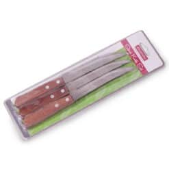 Set de 6 cutite pentru friptura, otel inoxidabil, manere din lemn, 21.5cm