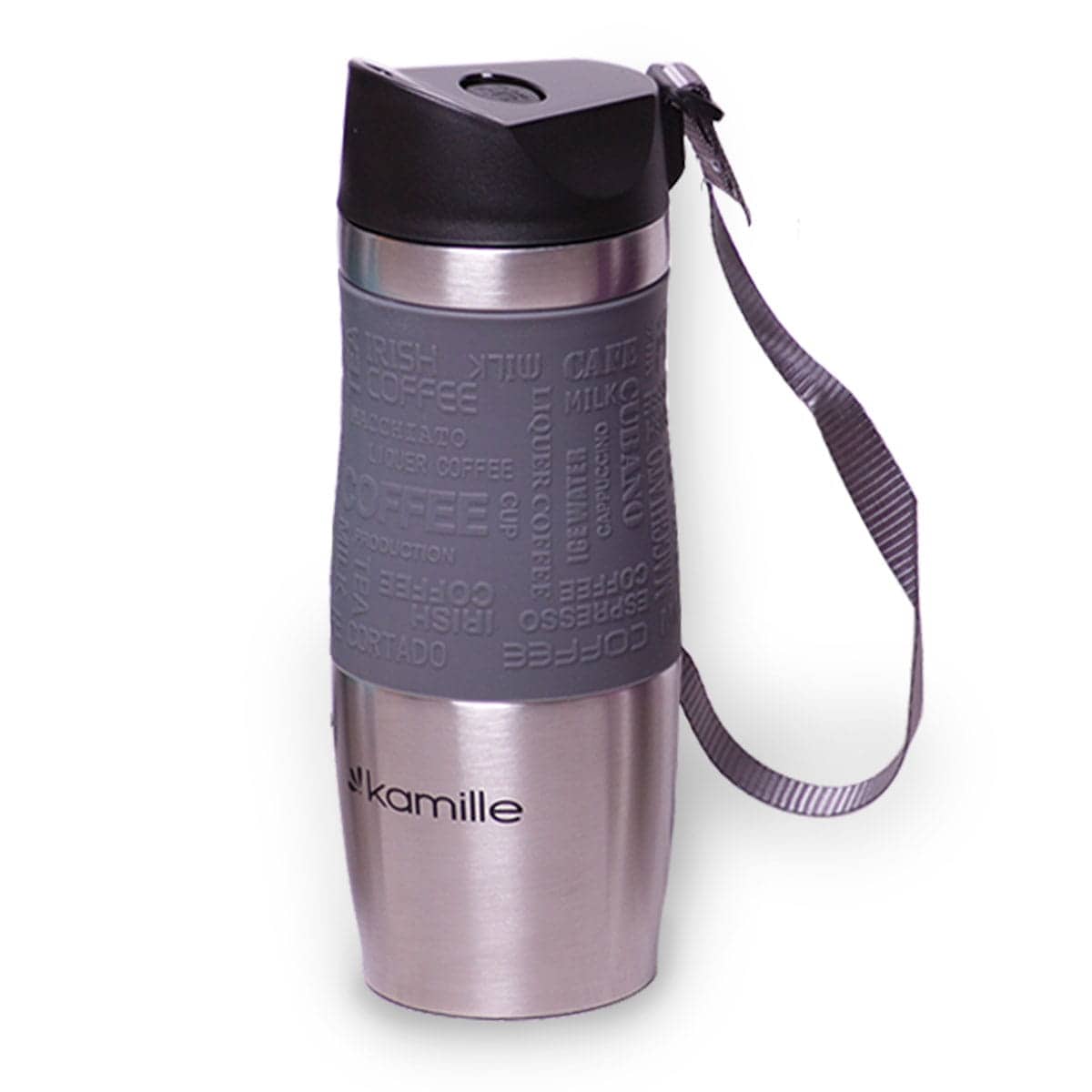 Cana termos, otel inoxidabil, antiderapanta, 480ml, cu agatatoare, diverse culori - imagine 3