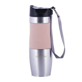 Cana termos, otel inoxidabil, antiderapanta, 480ml, cu agatatoare, diverse culori