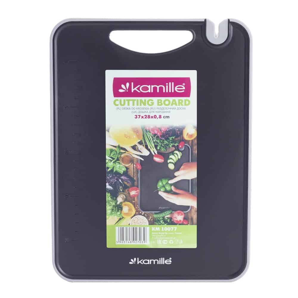 Tocator de bucatarie, antiderapant, cu ascutitor de cutite, si masurare, 37x28x0,8cm, plastic - imagine 2