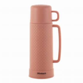 Termos cu invelis din plastic, 450 ml, cu capac cana, Portocaliu