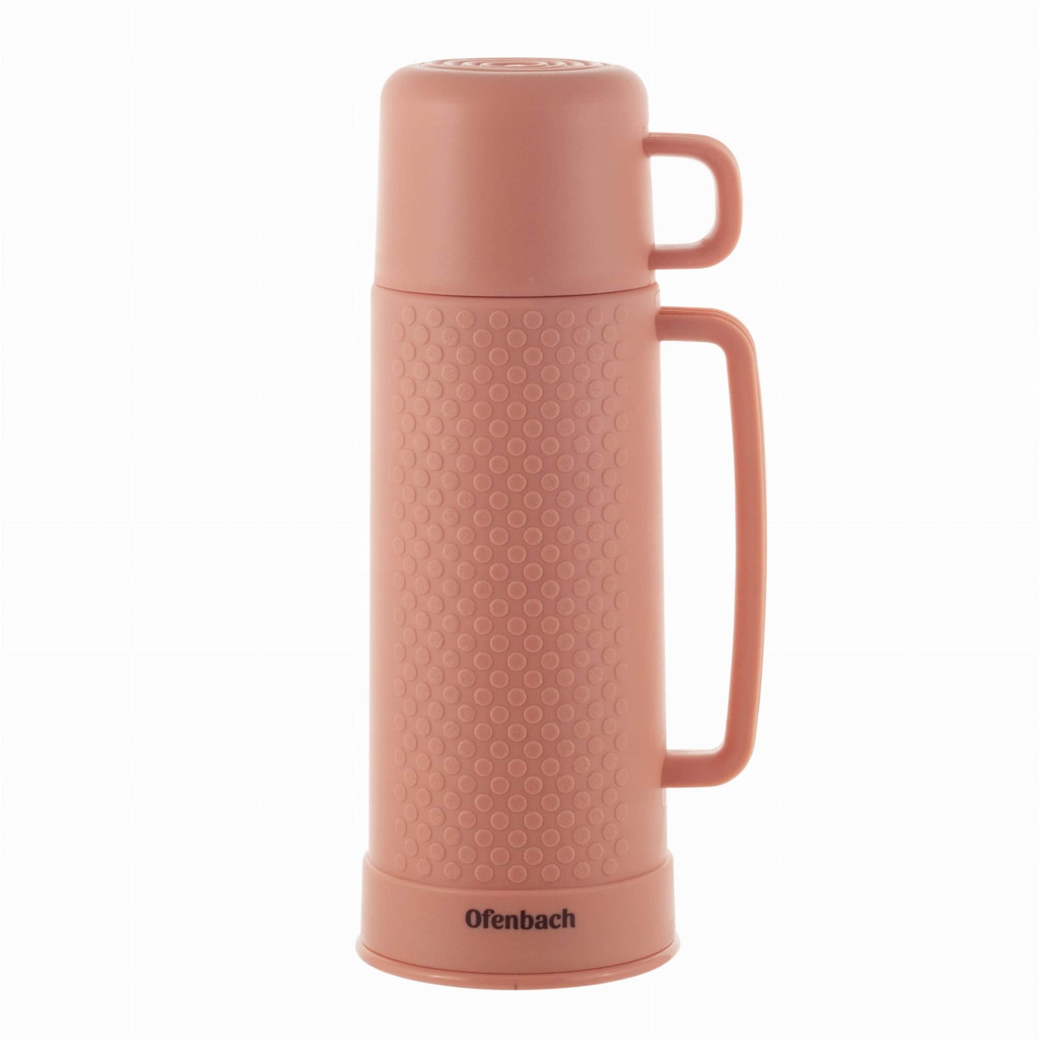 Termos cu invelis din plastic, 450 ml, cu capac cana, Portocaliu