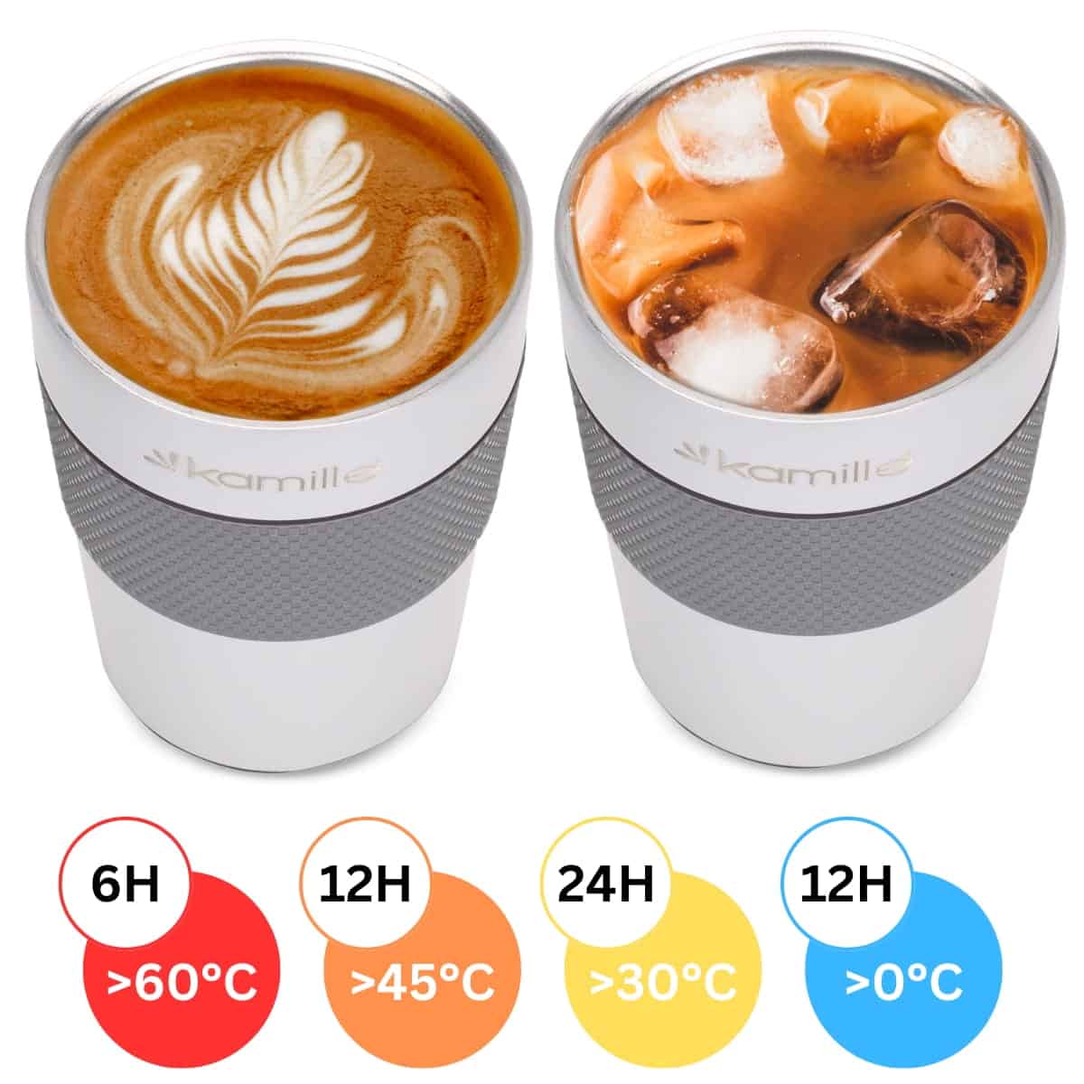 Cana termos din inox, antiderapanta, gri/negru, 360ml, anti-scurgere - imagine 2