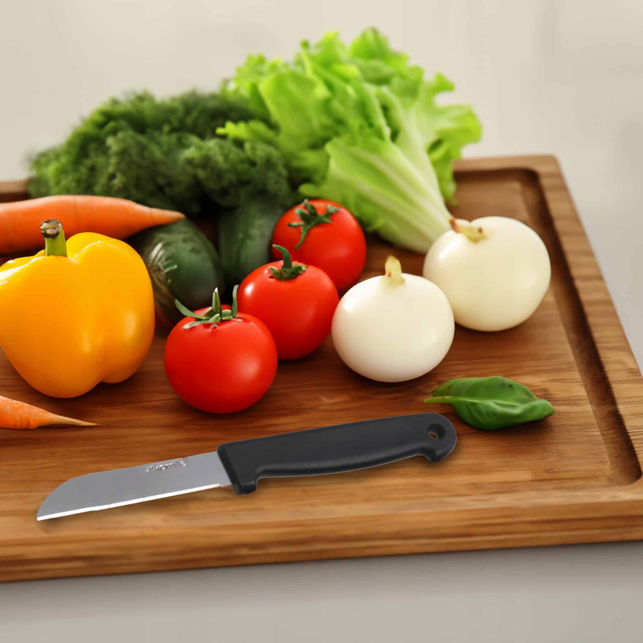 Set 6 cutite de bucatarie, Otel inoxidabil/Plastic, lama 7.5 cm, maner 9.5 cm - imagine 3