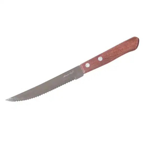 Set de 6 cutite pentru friptura, otel inoxidabil, manere din lemn, 21.5cm - imagine 3