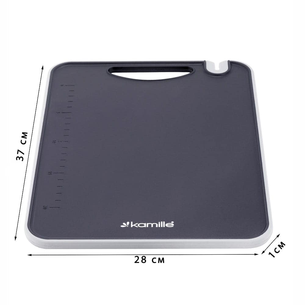 Tocator de bucatarie, antiderapant, cu ascutitor de cutite, si masurare, 37x28x0,8cm, plastic - imagine 4