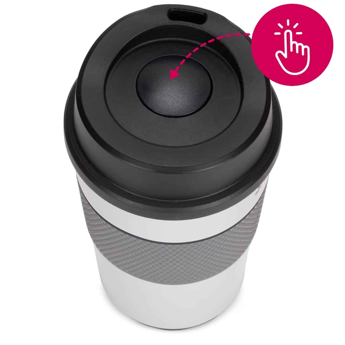 Cana termos din inox, antiderapanta, gri/negru, 360ml, anti-scurgere - imagine 4