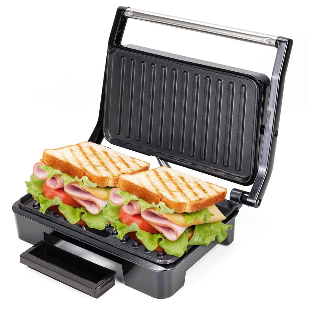 Sandwich-maker, 900W, placi antiaderente, otel inoxidabil - imagine 3