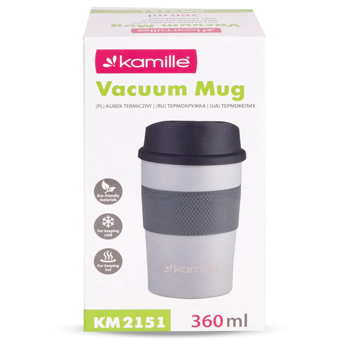 Cana termos din inox, antiderapanta, gri/negru, 360ml, anti-scurgere - imagine 5