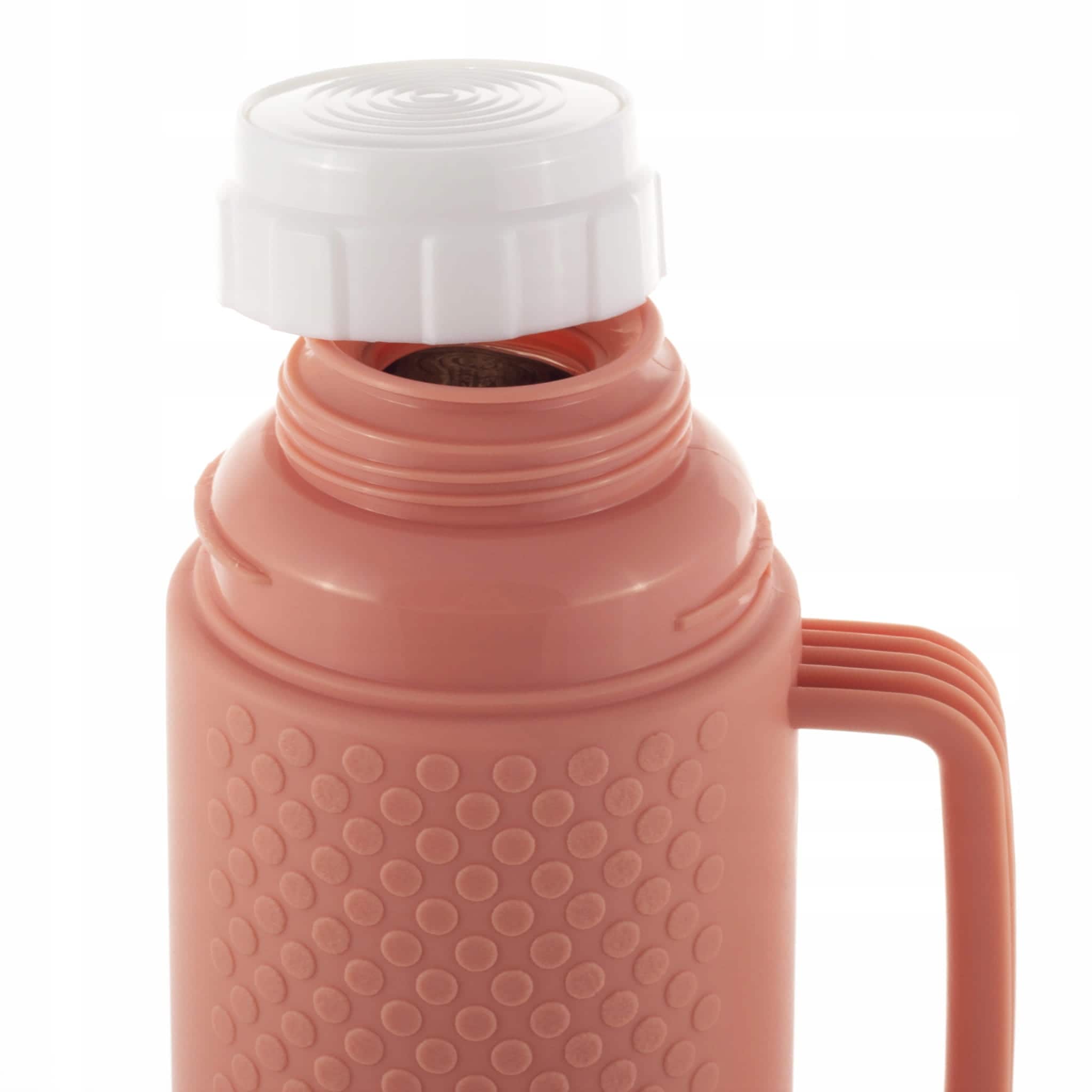 Termos cu invelis din plastic, 450 ml, cu capac cana, Portocaliu - imagine 5