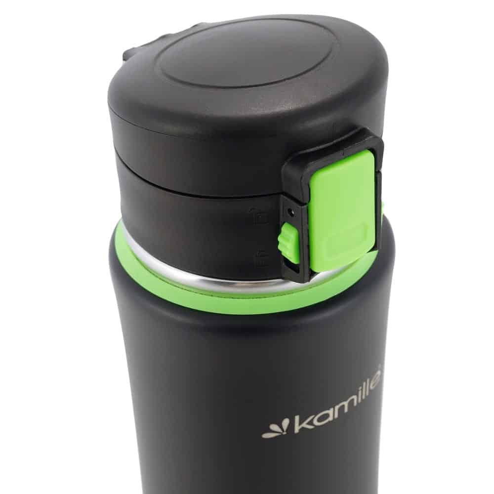 Cana termos sportiva, Otel inoxidabil, 500 ml, Negru/Verde, 24.5x7 cm - imagine 3