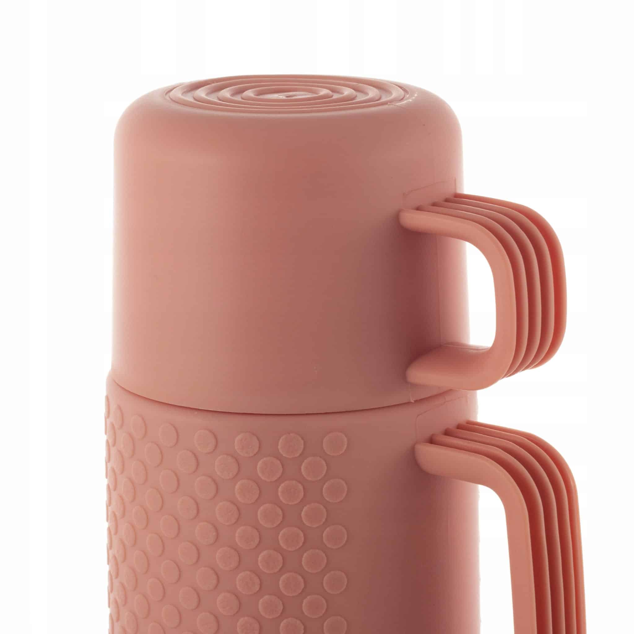 Termos cu invelis din plastic, 450 ml, cu capac cana, Portocaliu - imagine 3