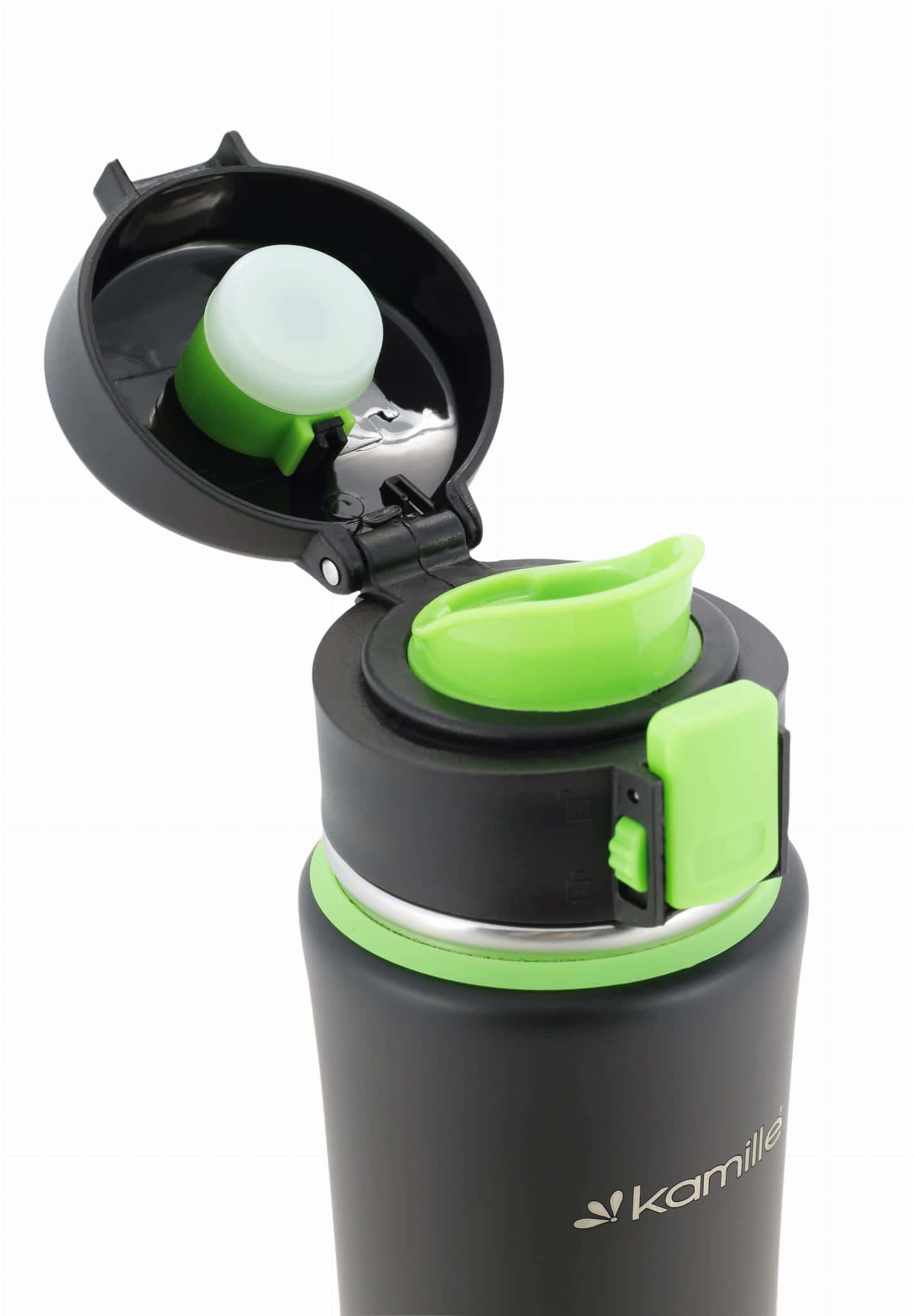 Cana termos sportiva, Otel inoxidabil, 500 ml, Negru/Verde, 24.5x7 cm - imagine 4