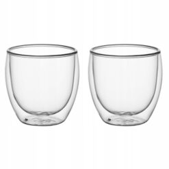 Set 2 pahare cu pereti dubli, 250 ml,  Sticla borosilicata, ergonomice