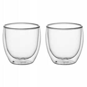 Set 2 pahare cu pereti dubli, 250 ml,  Sticla borosilicata, ergonomice