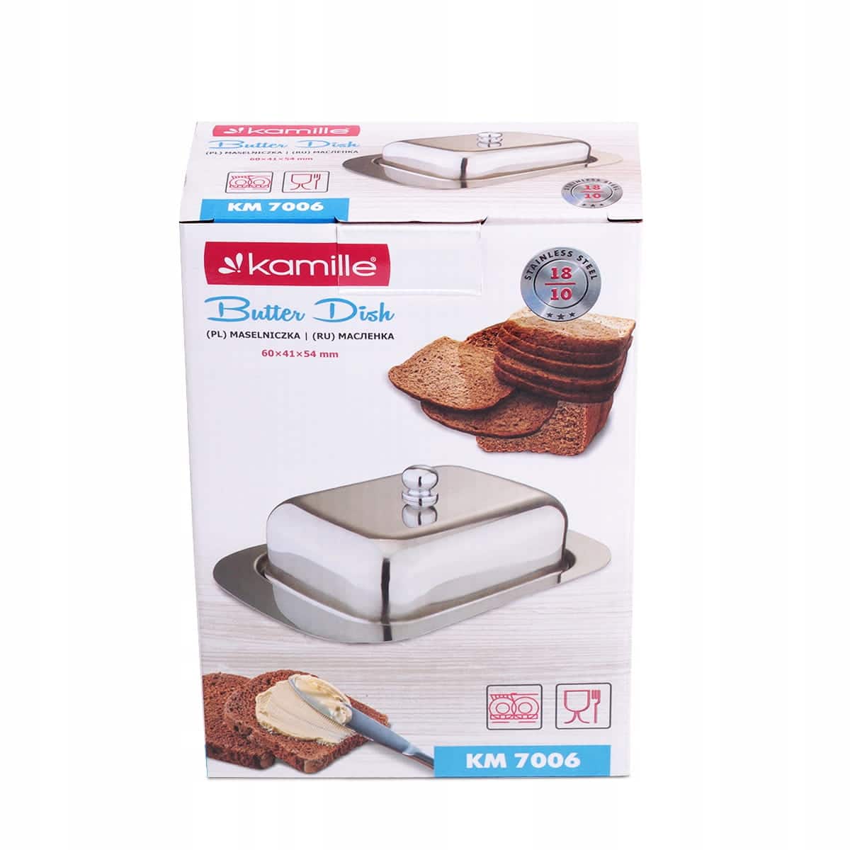 Cutie recipient pentru unt, din otel inoxidabil, 18,5x12x7cm, cu capac - imagine 4