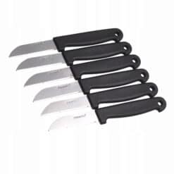 Set 6 Cutite de bucatarie, feliere si curatare,  Inox / Plastic, lama 6.5 cm, maner 9.5 cm