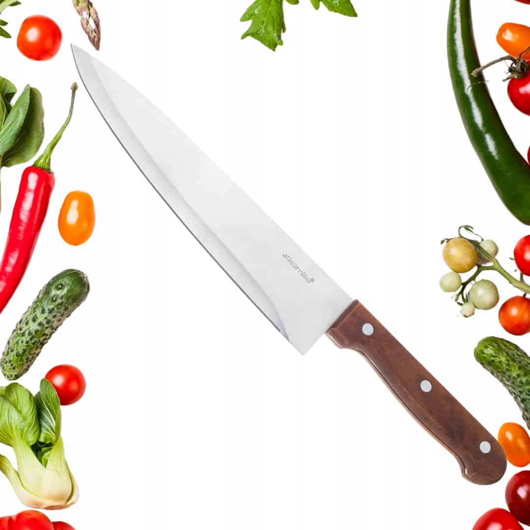 Cutit de bucatar 20cm, inox, profesional, maner din lemn, rezistent la rugina - imagine 7