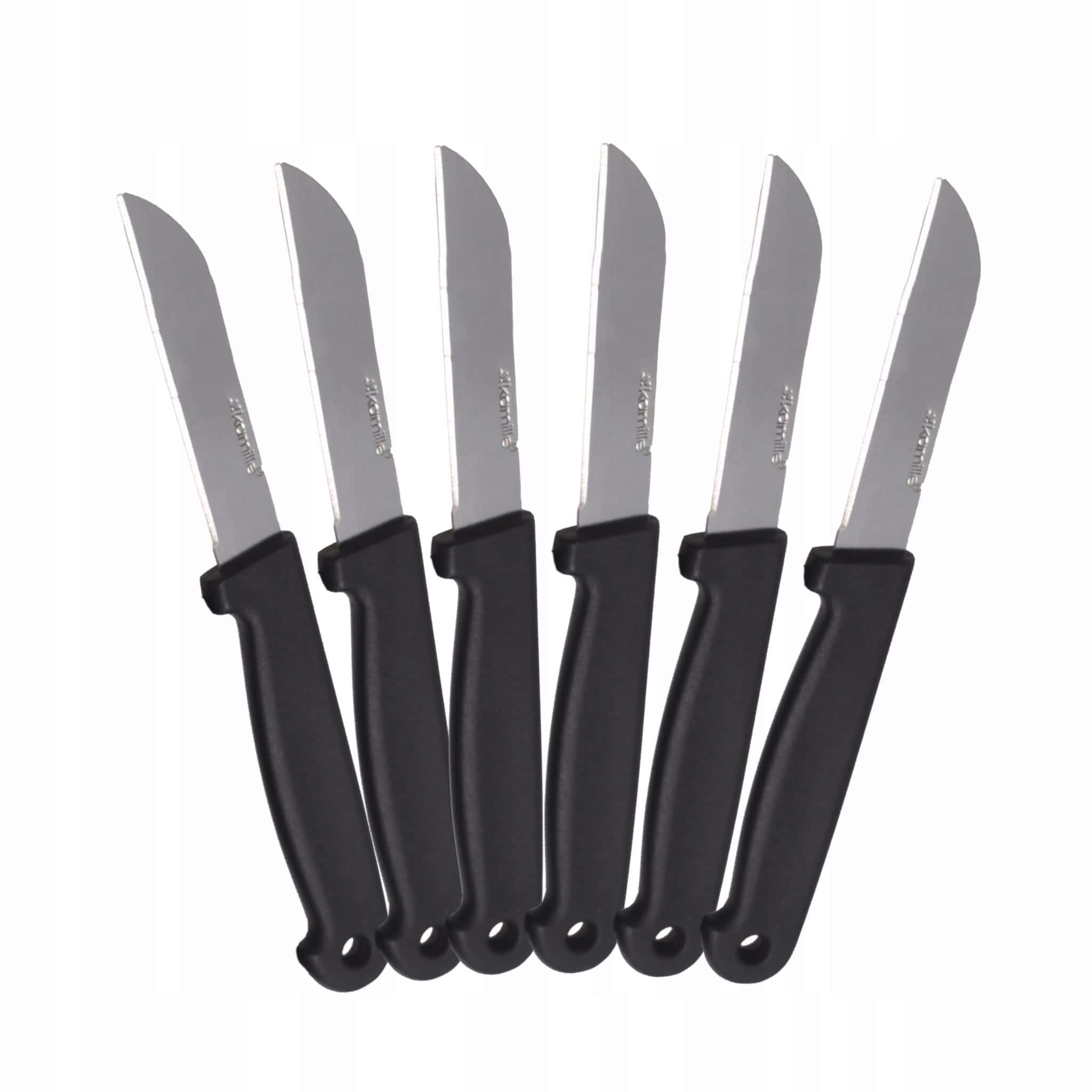 Set 6 cutite de bucatarie, Otel inoxidabil/Plastic, lama 7.5 cm, maner 9.5 cm - imagine 4