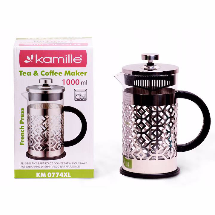 Infuzor ceai Kamille 1000 ml – sticlă termorezistentă și inox