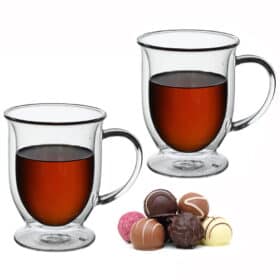 Set 2 Cani sticla borosilicata, perete dublu, 370 ml