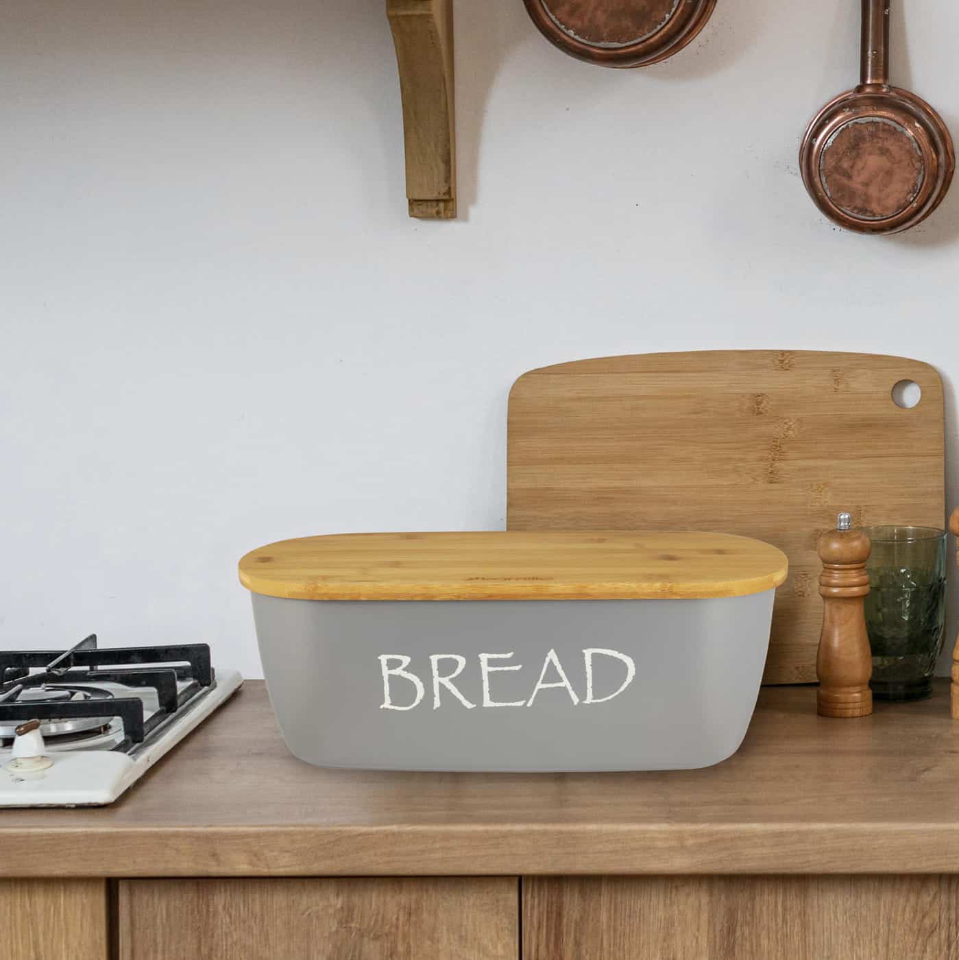 Cutie pentru paine, bambus, tocator integrat 36x20.5cm - imagine 5