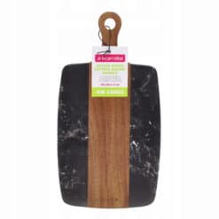 Tocator de bucatarie cu maner, plastic, 35x18x1.3cm, maro/negru