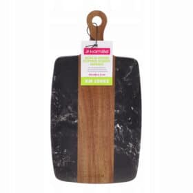 Tocator de bucatarie cu maner, plastic, 35x18x1.3cm, maro/negru