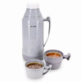 Termos cu insertie sticla, 1.8 L, 2 cani integrate, izolare 12 ore