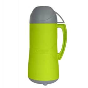 Termos bidon pentru calatorii, 1 L, vas interior sticla, capac pahar, izolatie termica, Verde