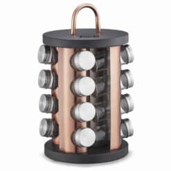 Raft rotativ pentru condimente, inox, 16 borcane