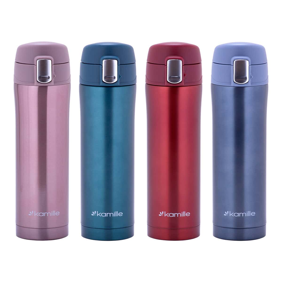 Cana termos portabila, otel inoxidabil, 450 ml, bidon termoizolant, Rosu - imagine 7