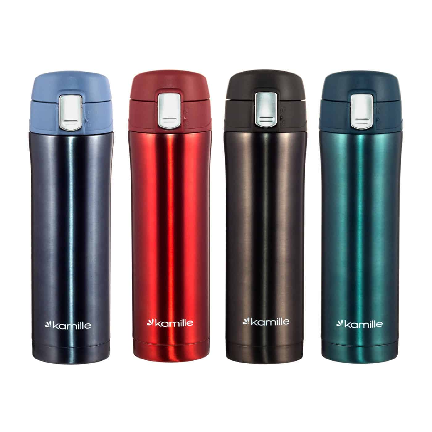 Cana termos portabila, otel inoxidabil, 450 ml, bidon termoizolant, Rosu - imagine 8