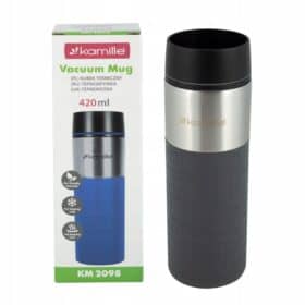 Cană termică Kamille 420 ml inox negru‑argintiu