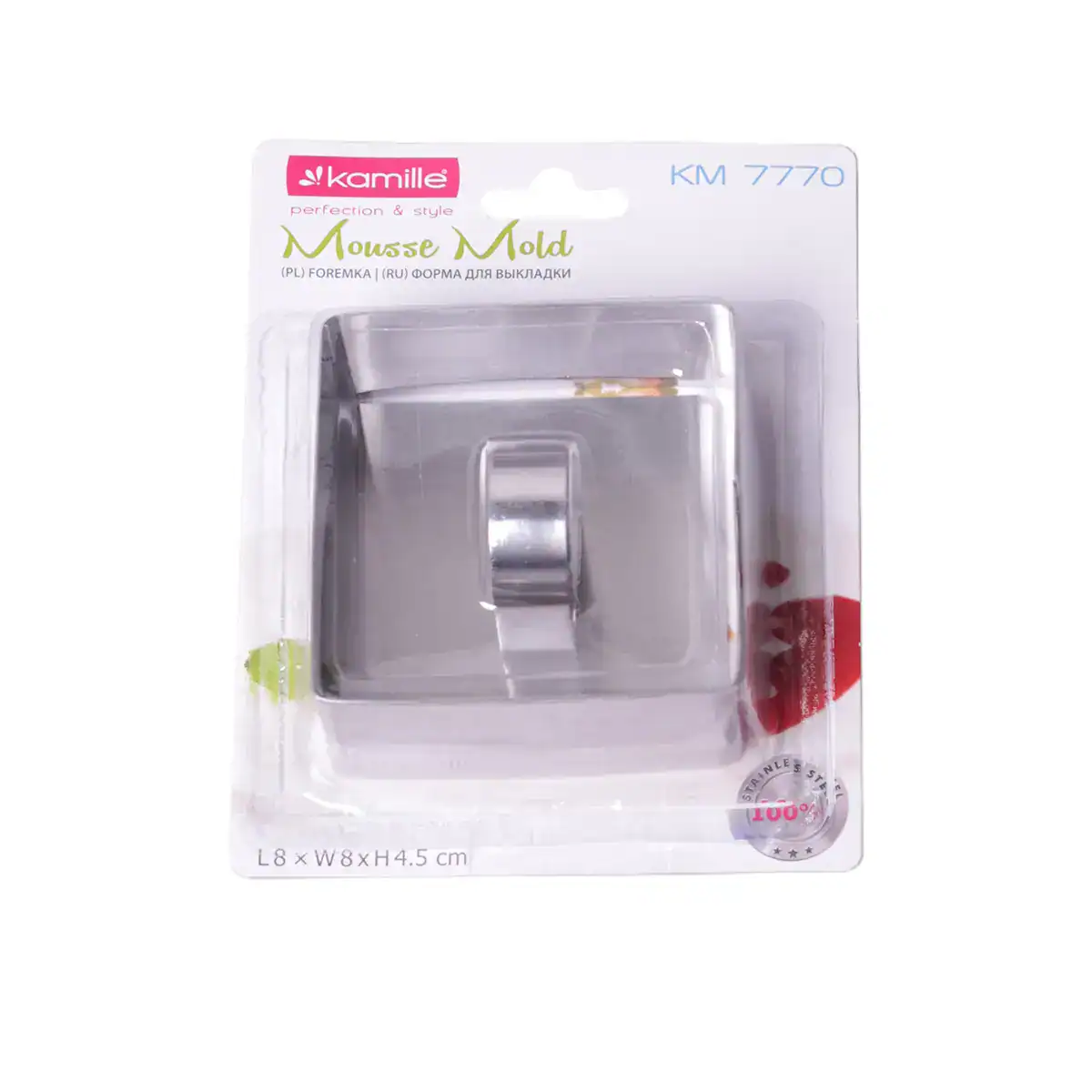 Forma de prajituri, otel inoxidabil, 8x8x4.5 cm, argintiu - imagine 7