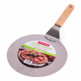 Tava pentru servire pizza, 25.5 cm, inox, maner lemn