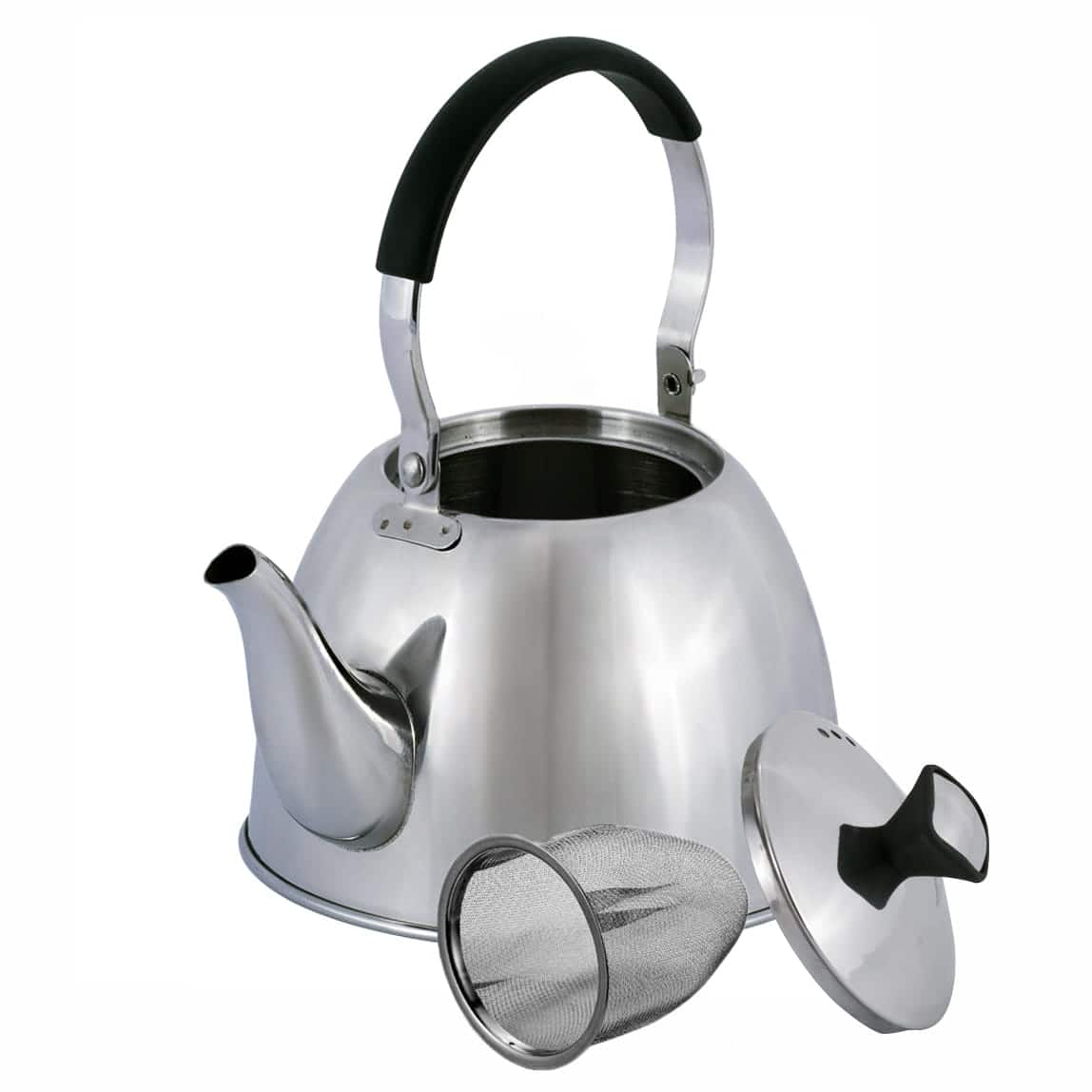 Ceainic/Teiera, otel inoxidabil, 1 Litru, maner negru/argintiu - imagine 2