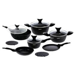 Set oale si tigai 6 piese, acoperire marmura, negru