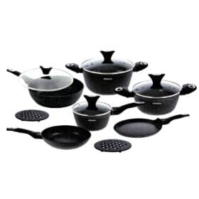 Set oale si tigai 6 piese, acoperire marmura, negru