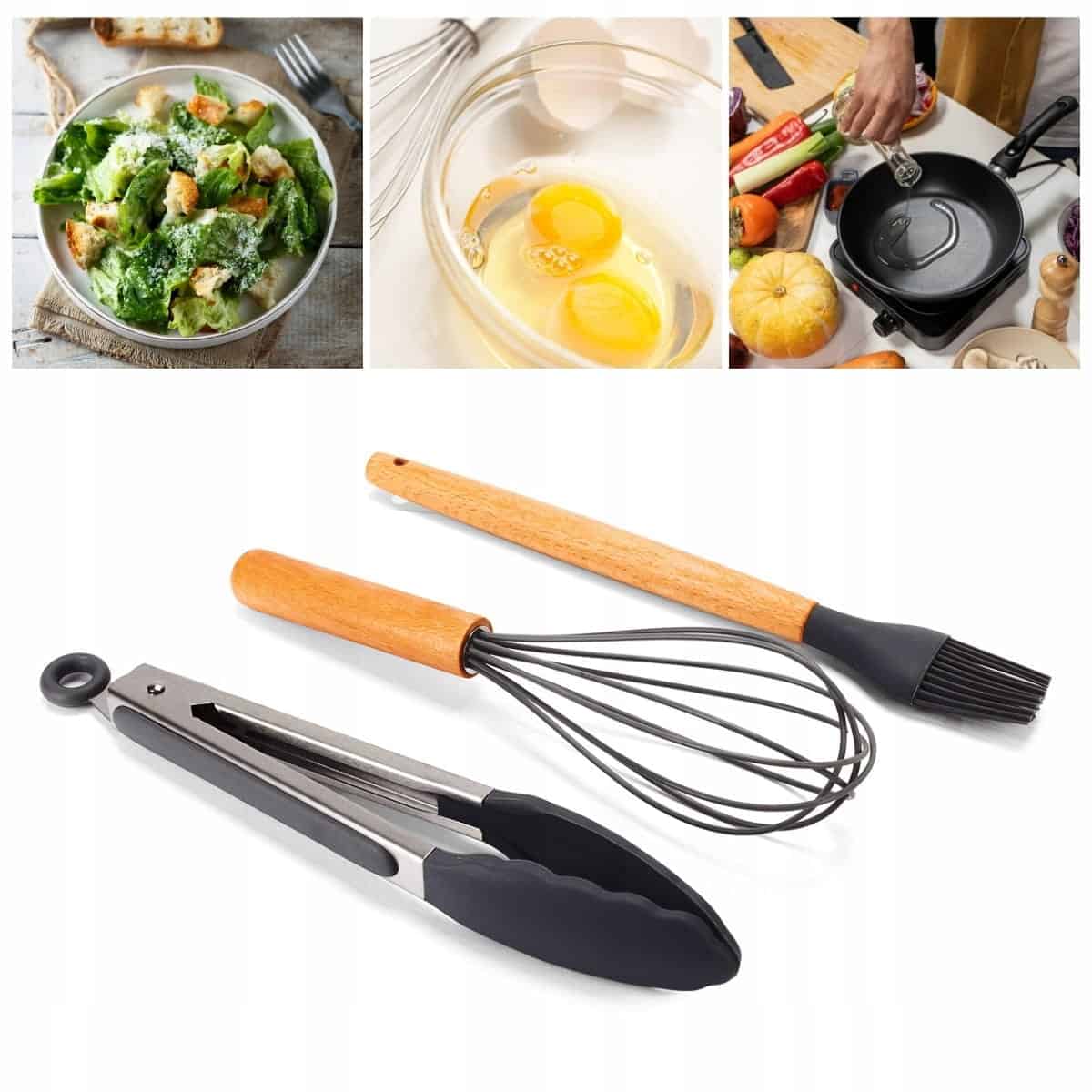 Set ustensile bucatarie 11 piese, silicon, cu suport - imagine 7