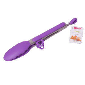 Cleste pentru salata, din silicon,  23 cm, maner din otel inoxidabil, cu blocare