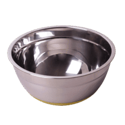 Bol din inox, cu fund antiderapant din silicon, 22x10 cm, Argintiu / Verde