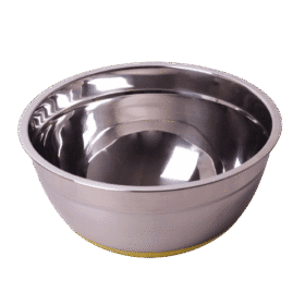 Bol din inox, cu fund antiderapant din silicon, 22x10 cm, Argintiu / Verde