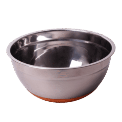 Bol din inox, cu fund antiderapant din silicon, 24 cm, Argintiu / Rosu