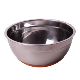 Bol din inox, cu fund antiderapant din silicon, 24 cm, Argintiu / Rosu